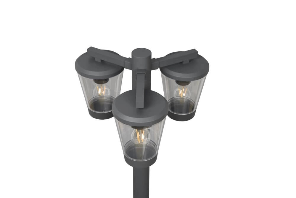 Garden lantern Cavado 3-light 220cm anthracite Trio 4017807506228