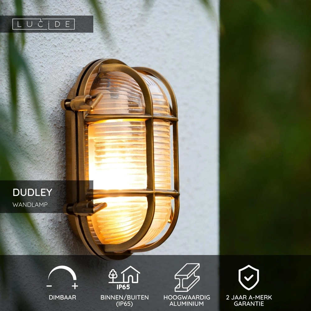 Bullseye Wall Lamp Dudley IP54 gold Lucide 5411212114884