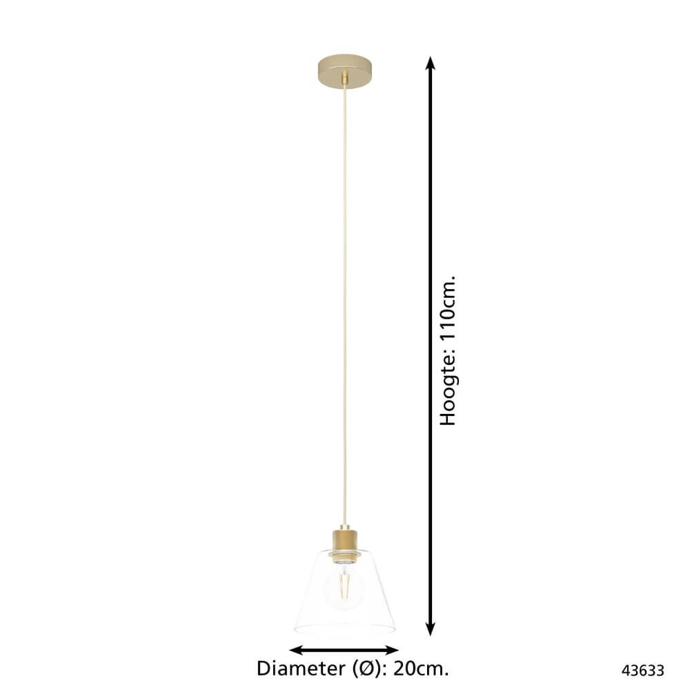 Glass hanging lamp Copley gold with glass Eglo 9002759436339