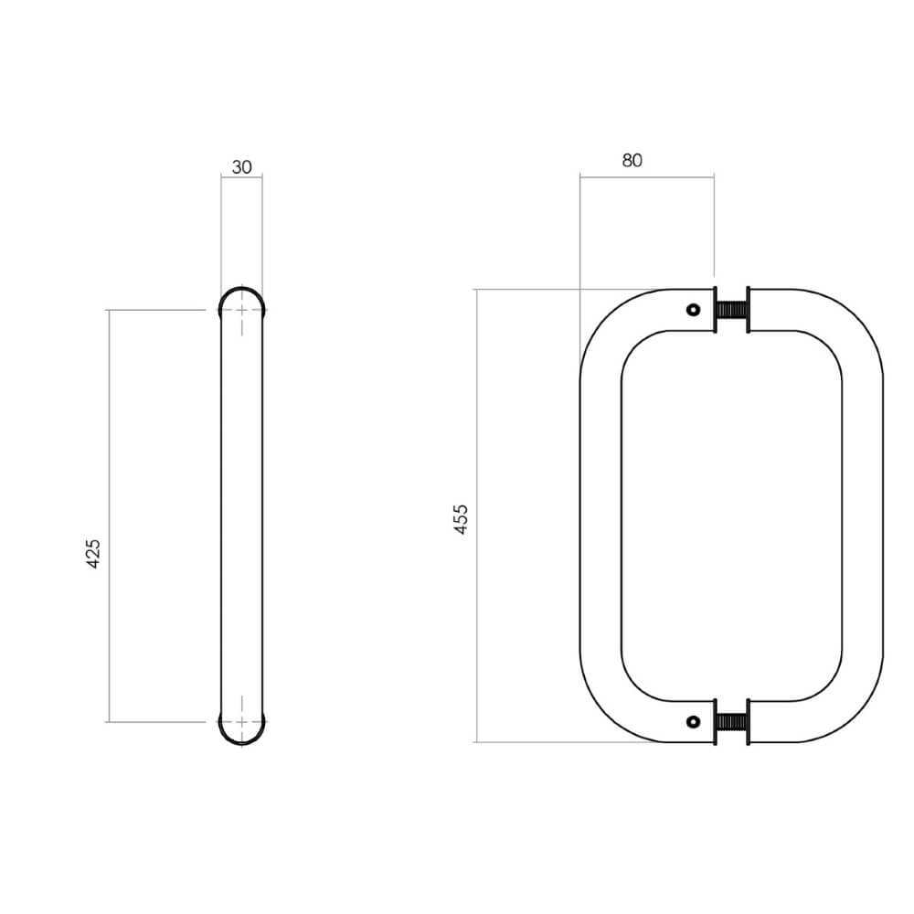 Door handle U-shape Gripon per pair 45.5cm stainless steel Intersteel 8714186184127