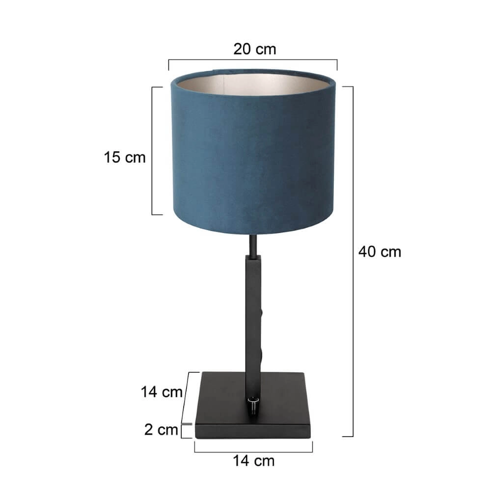 Velvet table lamp Stang blue with black Steinhauer 8712746147377
