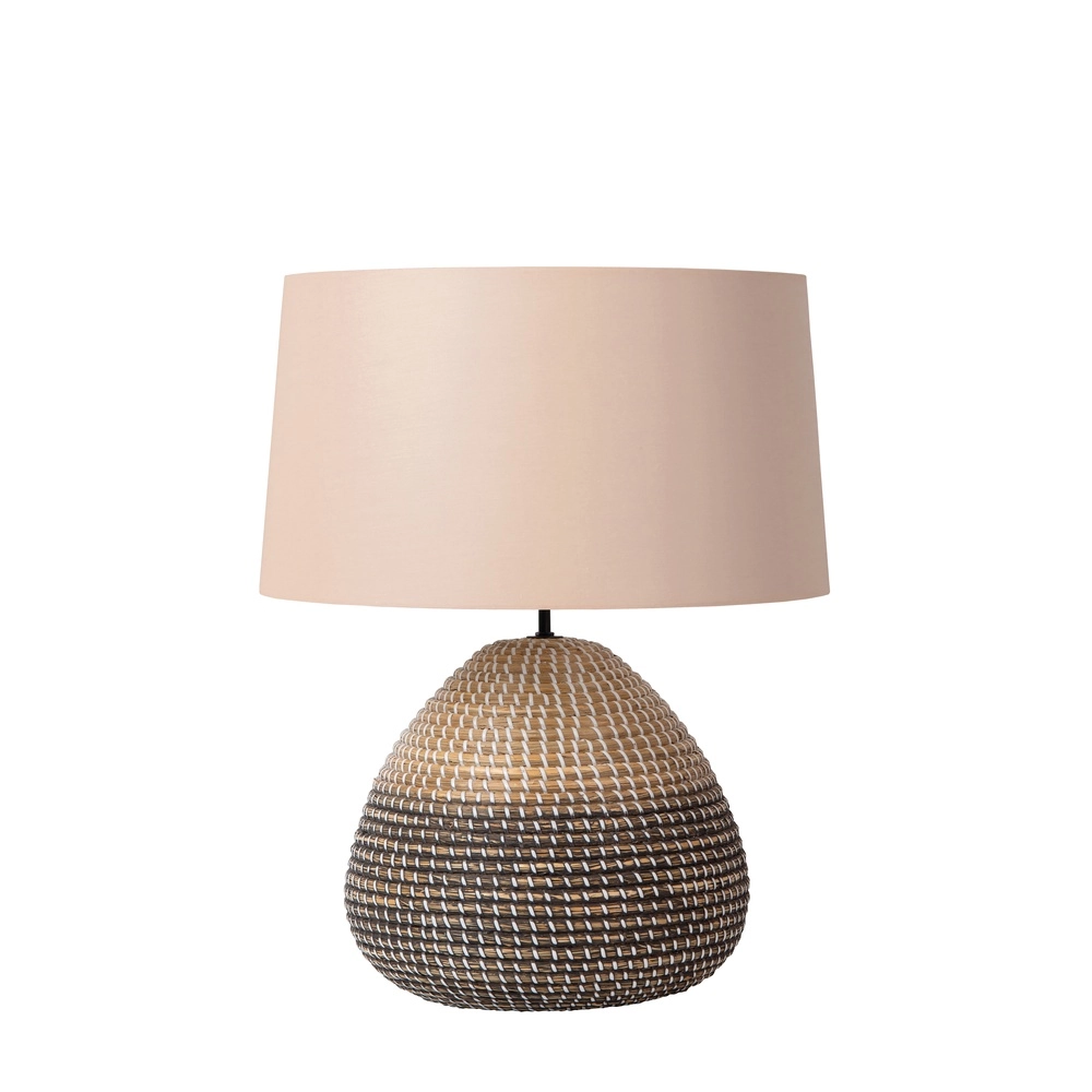 Seagrass table lamp Maduka Ø 45cm - black/brown with white shade Premium by Lucide 5411212106094