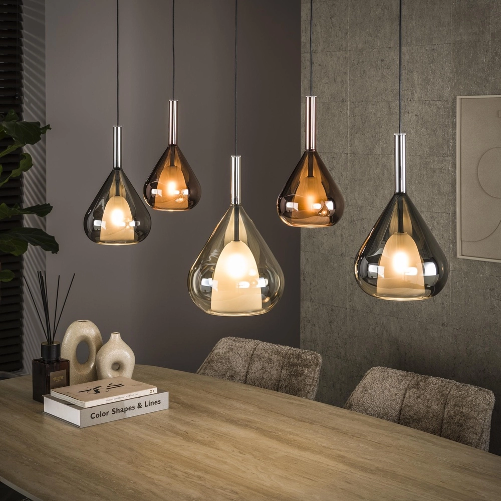 Dining table pendant lamp Wings 5-light - Ø 24cm glass