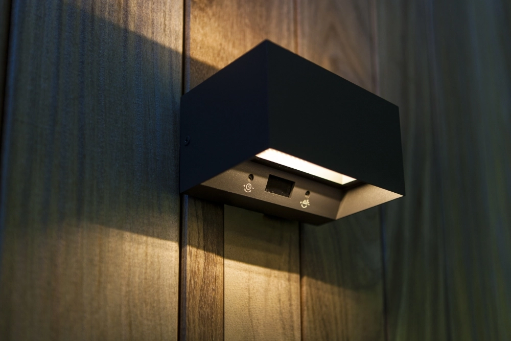 Sleek wall lamp Gemini Gray with sensor Lutec 6939412018171