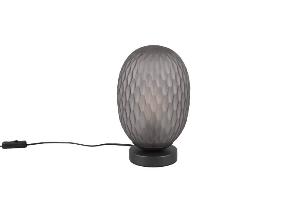Table lamp Facette with ribbed smoke glass Trio 4017807616859