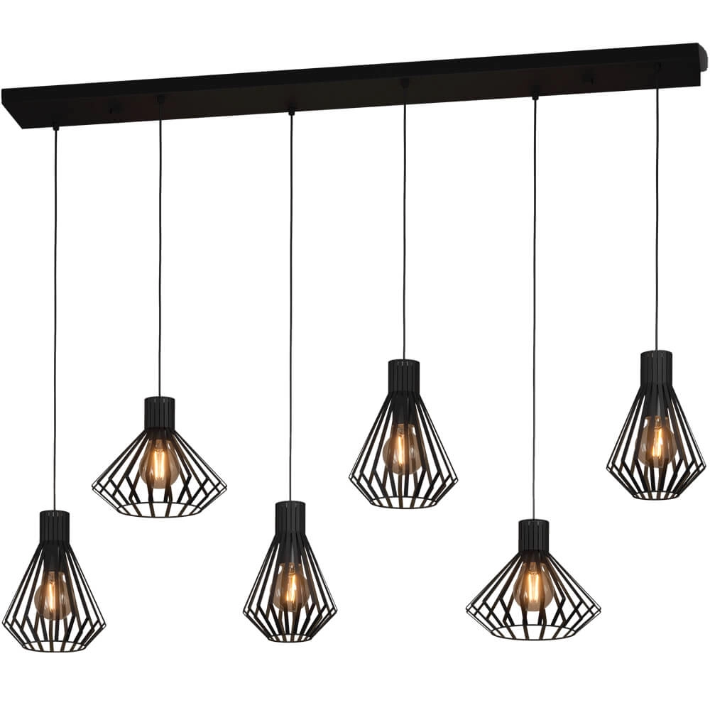 Wire hanging lamp Basidano 6x E27