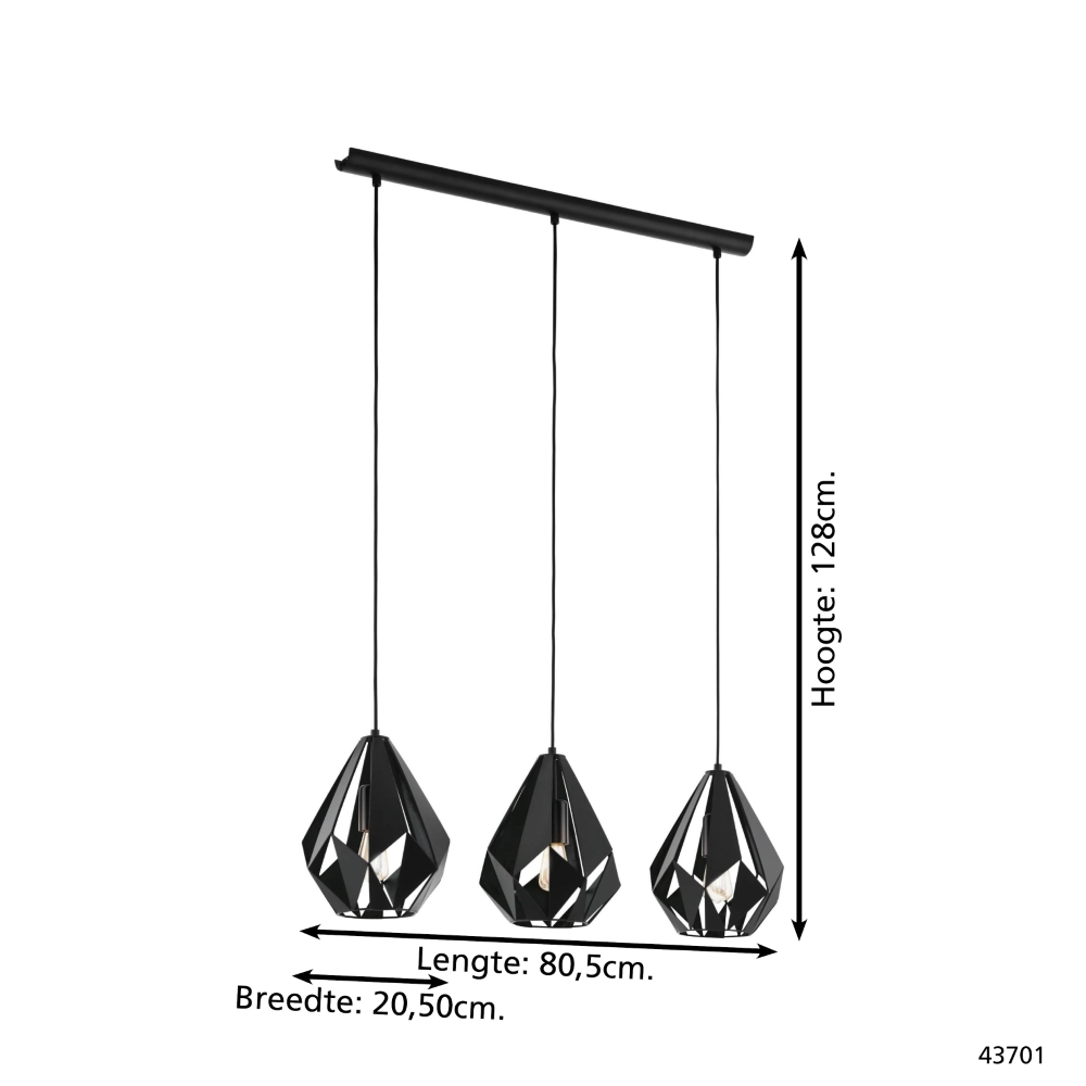 Black pendant lamp Carlton 5 3-light Eglo 9002759437015