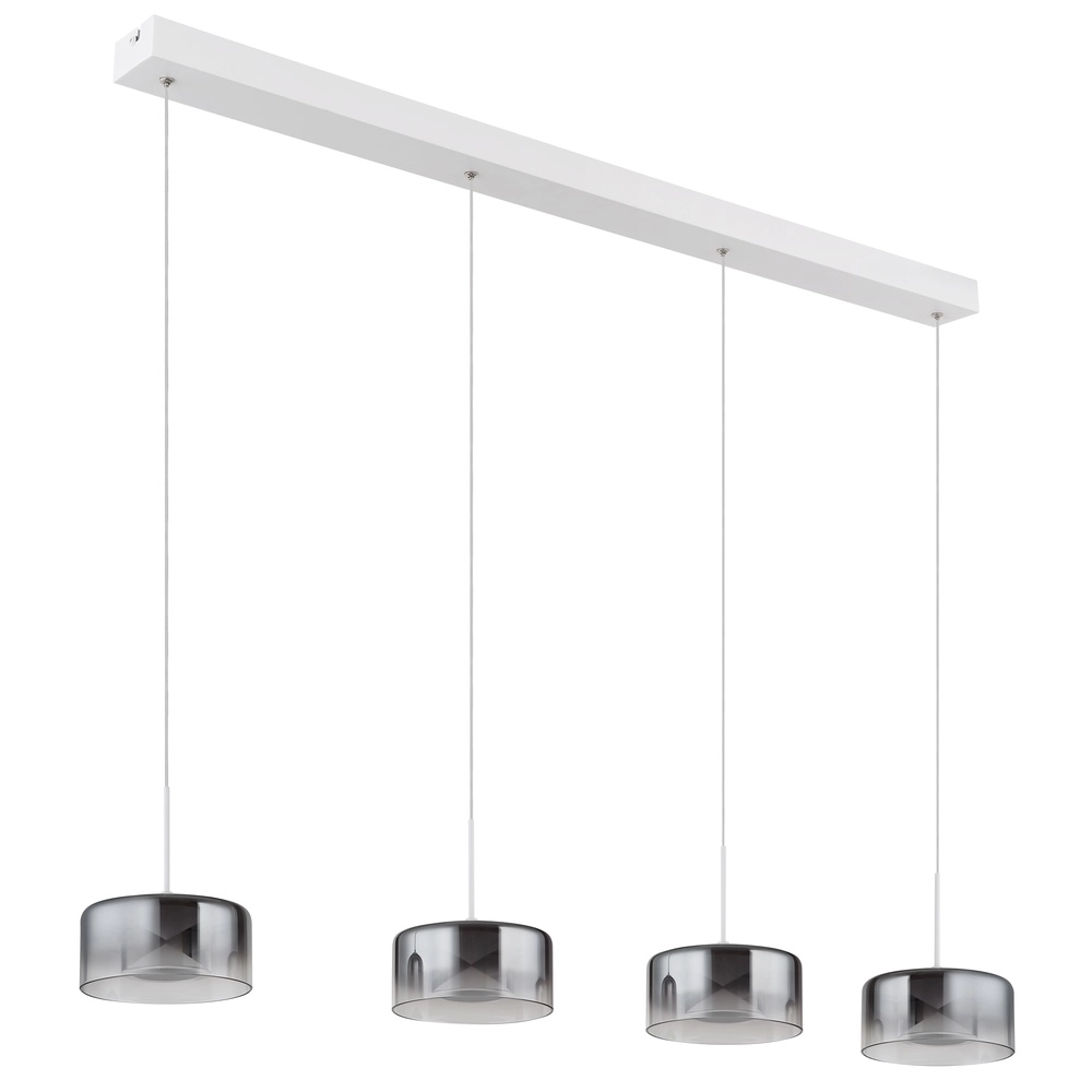 Design pendant lamp Belinda 4-light white with smoke glass Globo 9007371566372