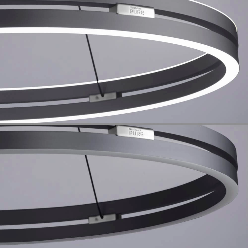 Sleek hanging lamp Pure E-Loop gray Ø 70cm Paul Neuhaus 4012248372289
