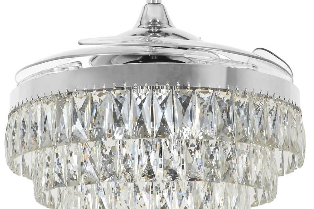 Chrome ceiling fan with crystal Fanway Veil Ø 122cm Beacon 9333509143987