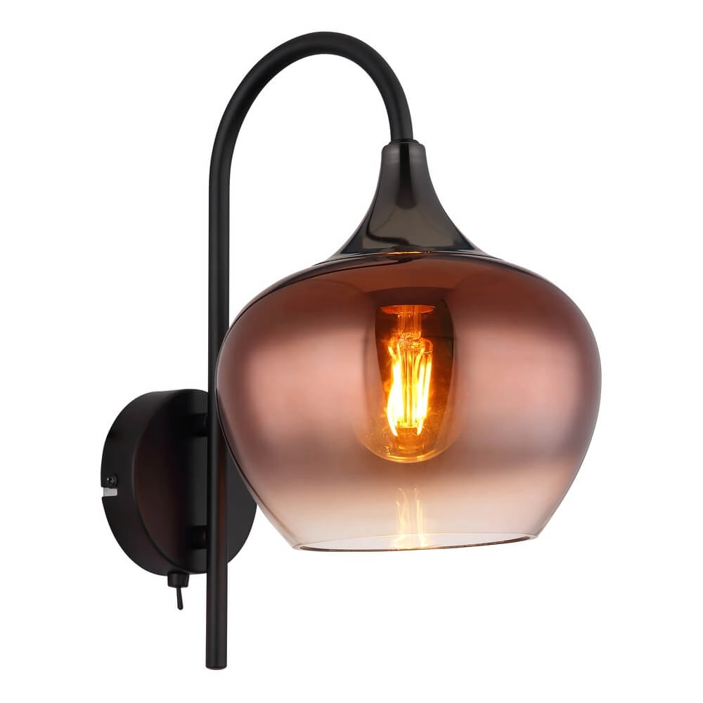 Black wall lamp Maxy with red glass Globo 9007371447992