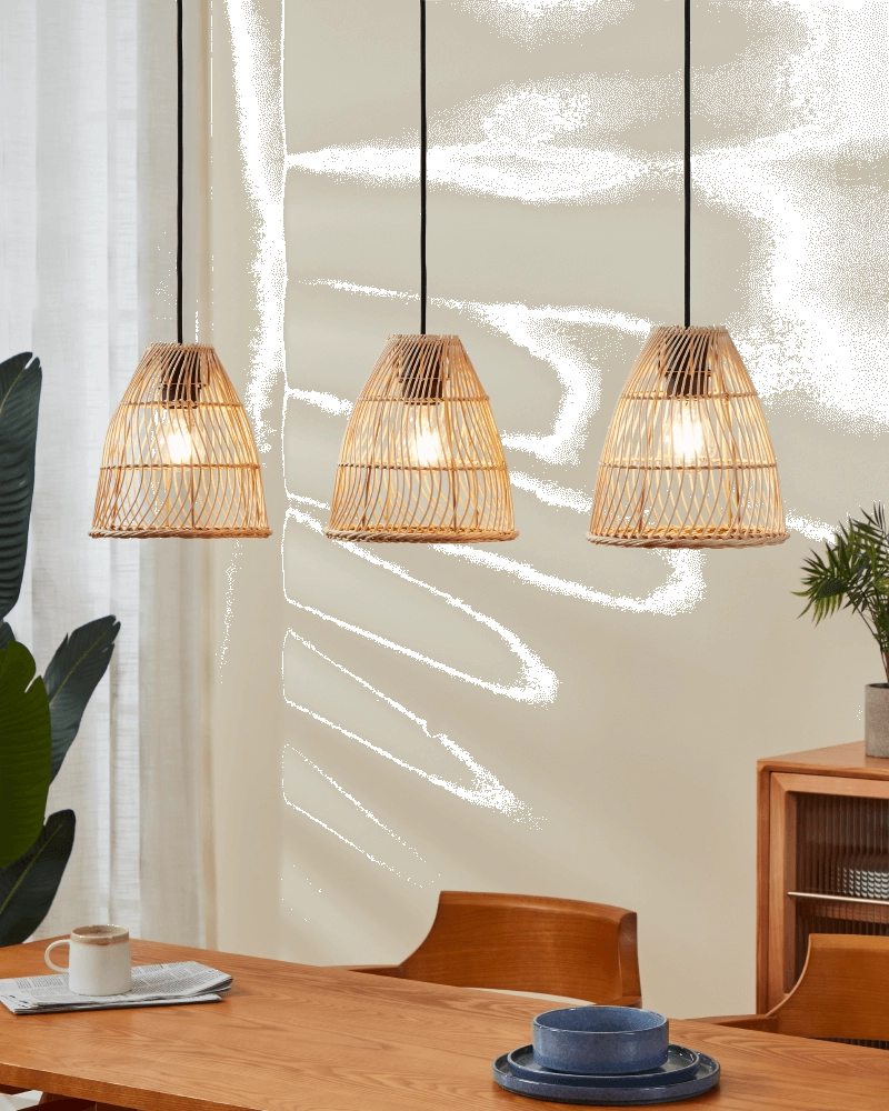 Dining room hanging lamp Ayesgarth with thatched roofs Eglo 9002759438678