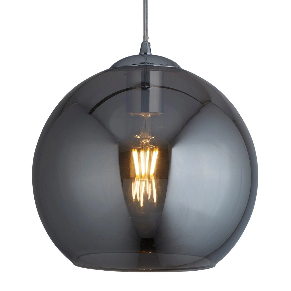 Glass pendant lamp Balls Ø 25cm chrome with smoke glass