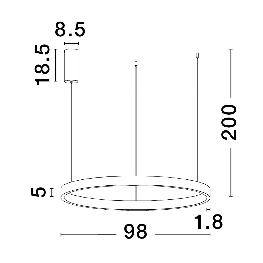 Black pendant lamp Elowen design Ø 98cm Lyora 5212017439130