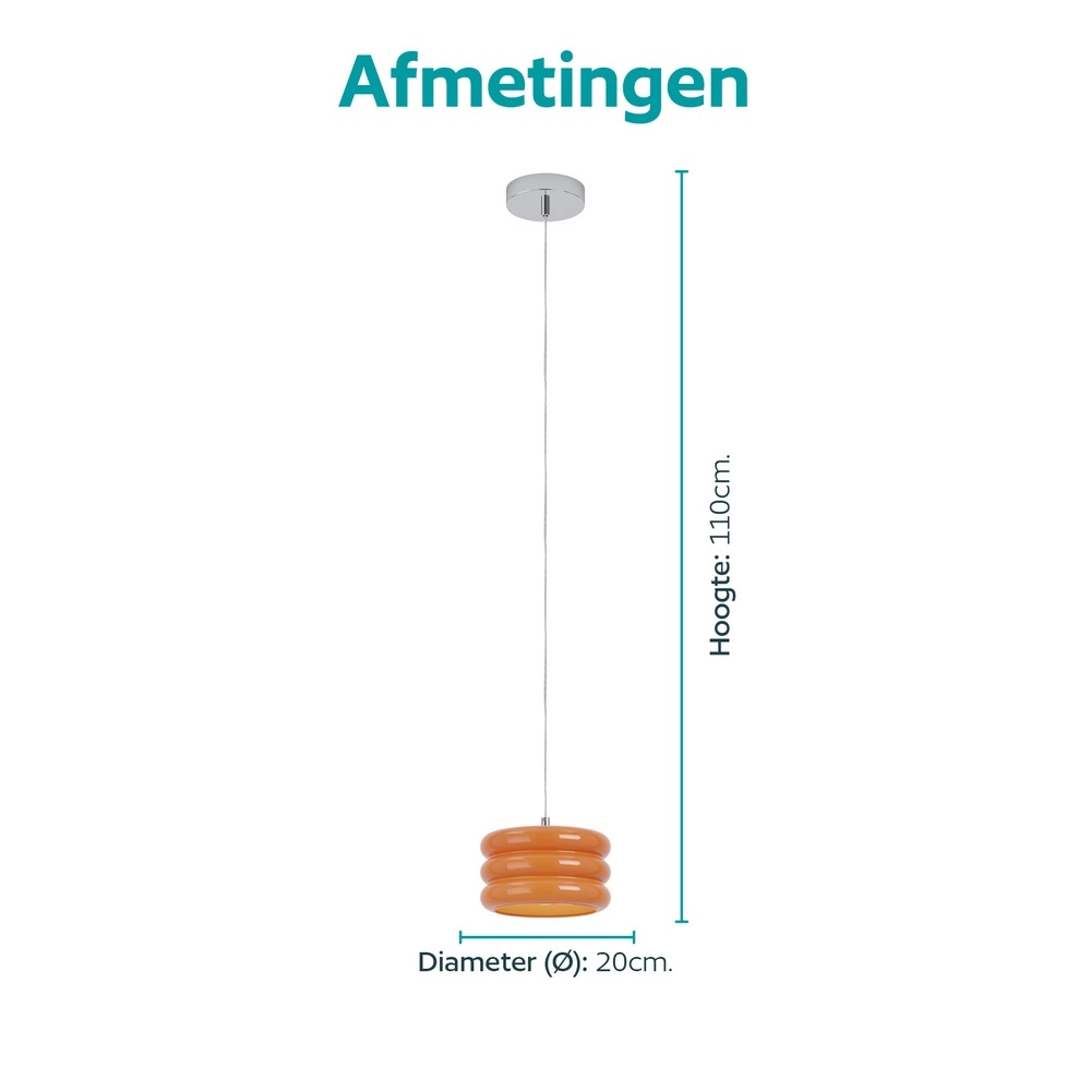Design pendant lamp Tortora chrome with orange Ø 20cm