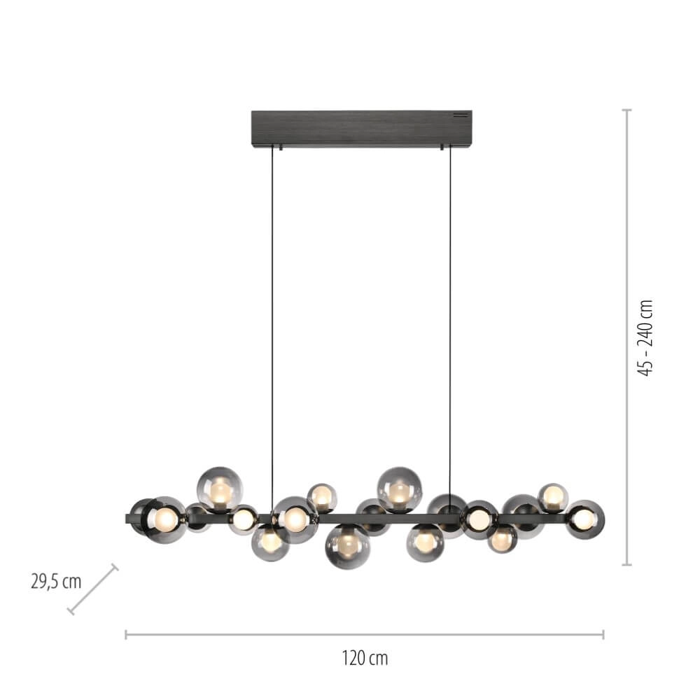 Unique hanging lamp Pure E-Popup 18-light gray Paul Neuhaus 4012248384411