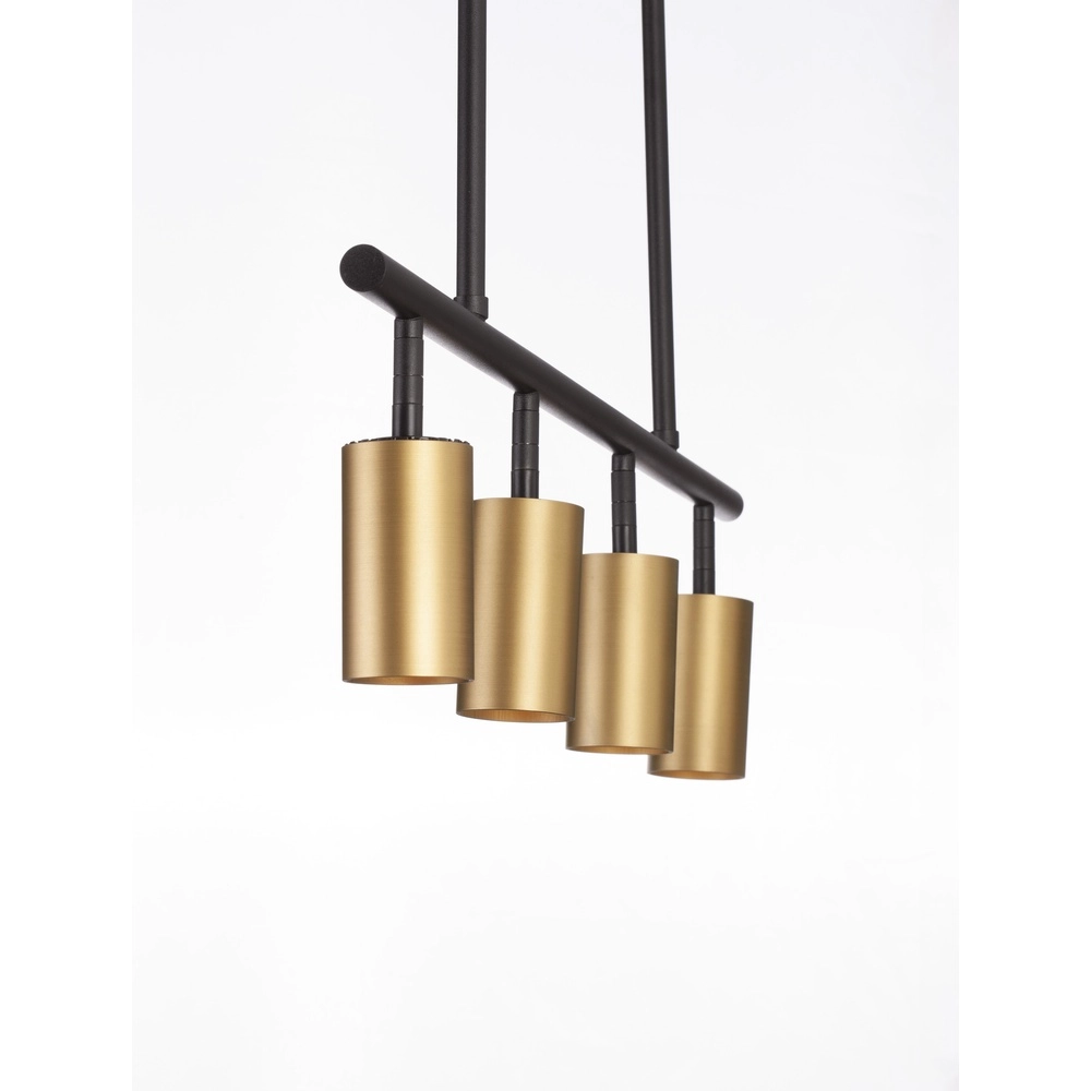 Pendant lamp Pogno 4-light black with gold straight Lyora 5212017440679