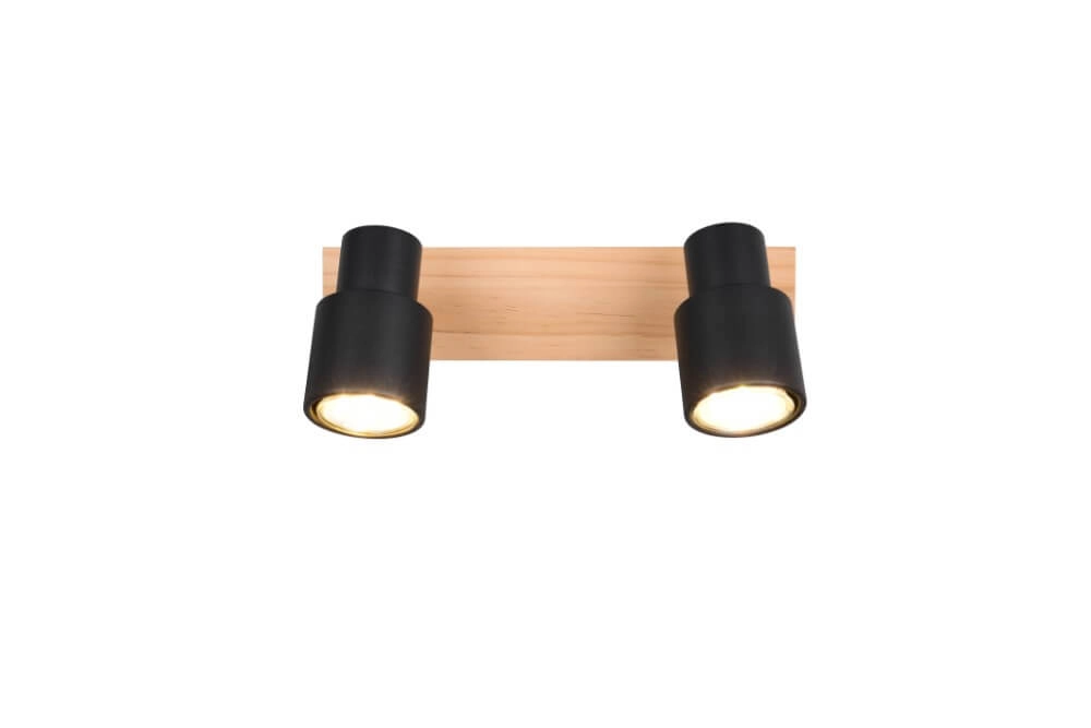 2-light ceiling lamp Pierre black with wood Trio 4017807638172