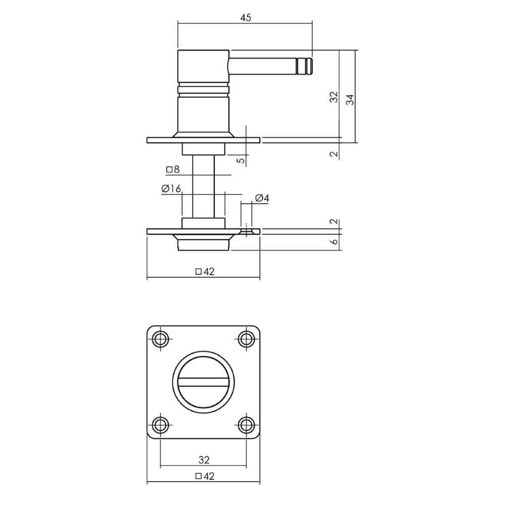 Toilet closure Tira square rosette stainless steel Intersteel 8714186106457