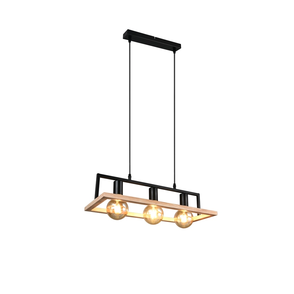 Design pendant lamp Bano black with wood Trio 4017807673364