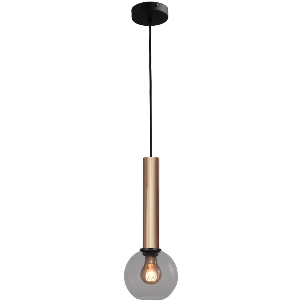 Hanging lamp Ø 15cm Bella 2 Brass gold with smoke glass