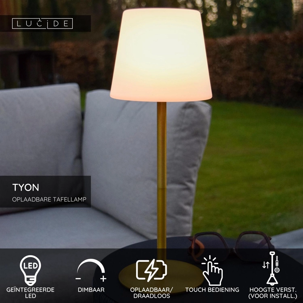 Rechargeable table lamp Tyon Gold Lucide 5411212134738