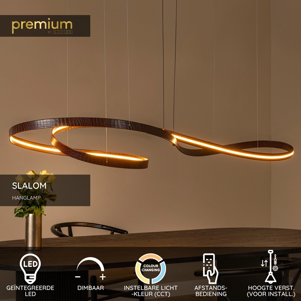 Modern led pendant light Slalom Coffee brown with effect Premium by Lucide 5411212135148