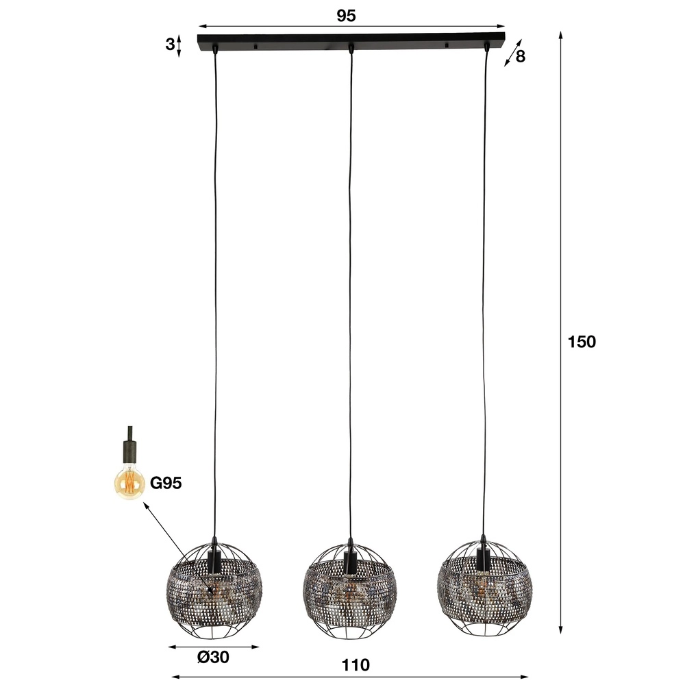 Scale look pendant lamp Armor 3x Ø 30cm Lyora 8716803512887