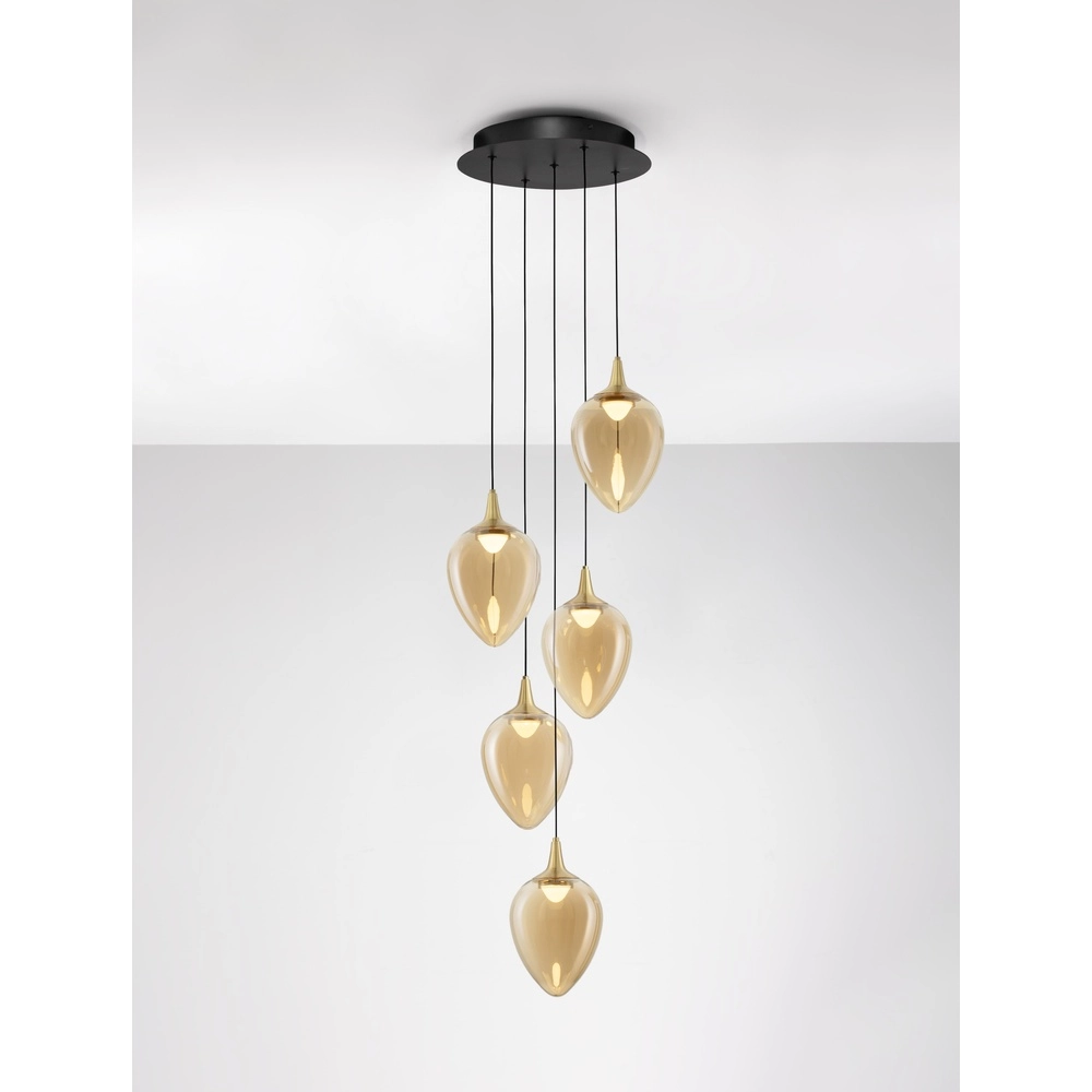Pendant lamp Nali 5-light amber glass Lyora 5212017477798