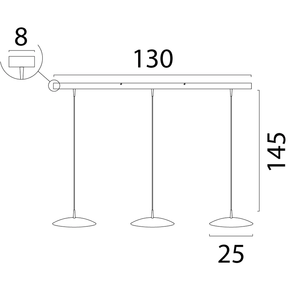 3-light pendant lamp Scala 130cm black nickel Ø 25cm Masterlight 8718121326986