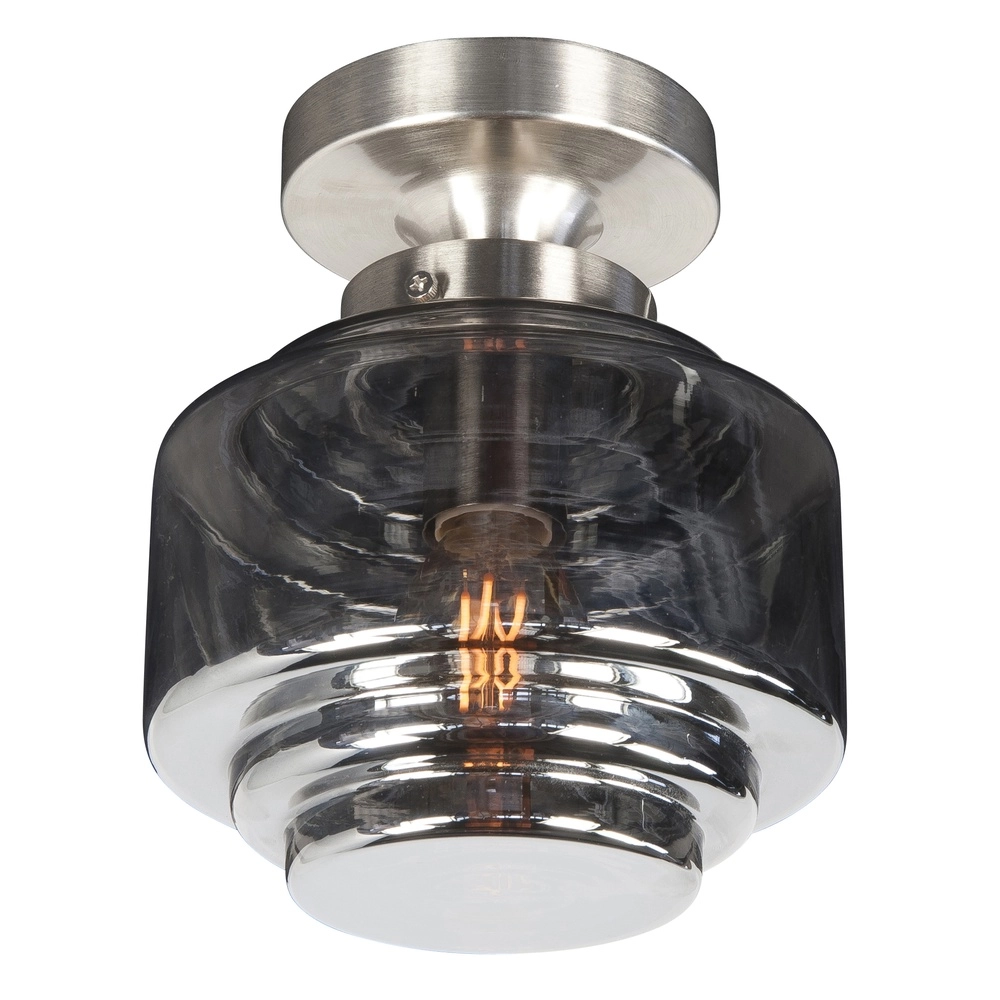 Nickel ceiling lamp Cambridge smoke glass Ø 15cm