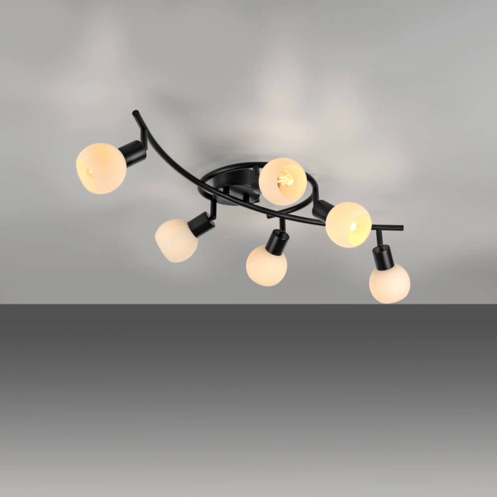Black ceiling lamp Loki 6-light Just Light 4043689000806