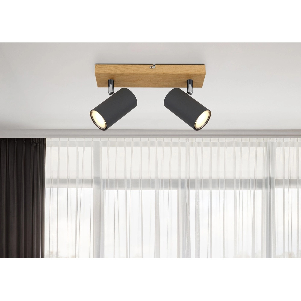 Ceiling lamp 2-lights Robby wood Globo 9007371430529