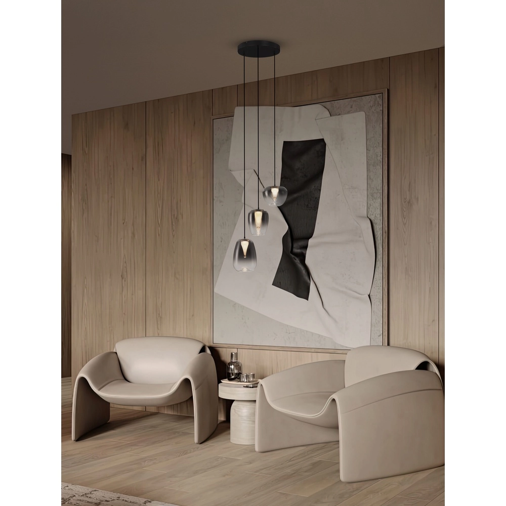 Design pendant lamp Oblo 3-light smoke glass Lyora 5212017474124