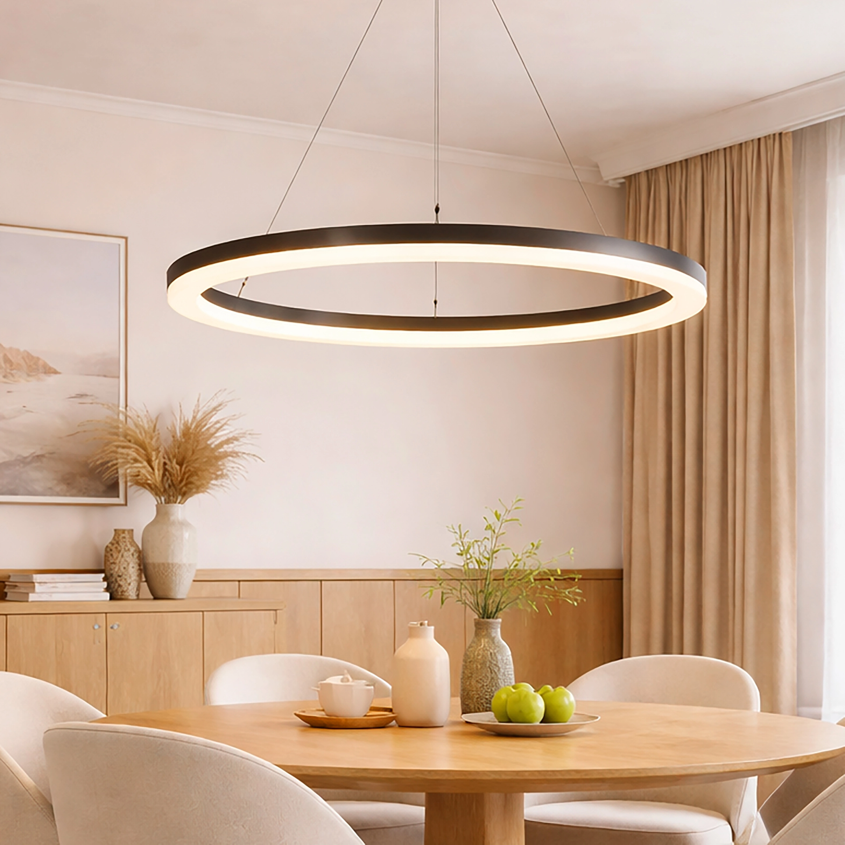 Sleek pendant lamp Ara Ø 100cm bronze Lyora 5053423316031