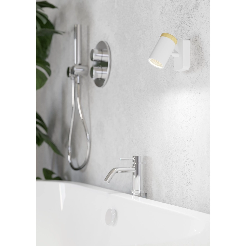 Wall lamp Consuma Single white with wood Eglo 9008606323678