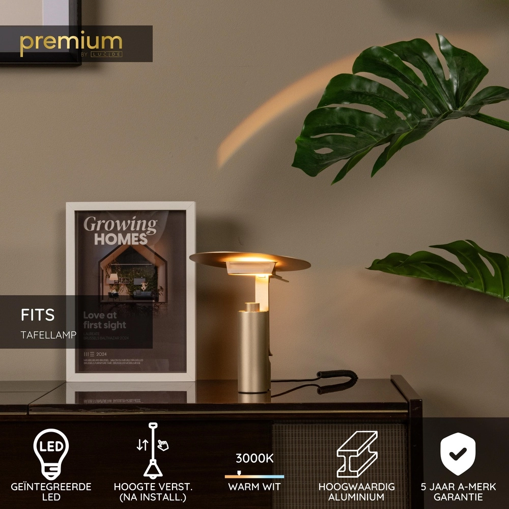 Gold desk lamp Fits LED Premium by Lucide 5411212051622