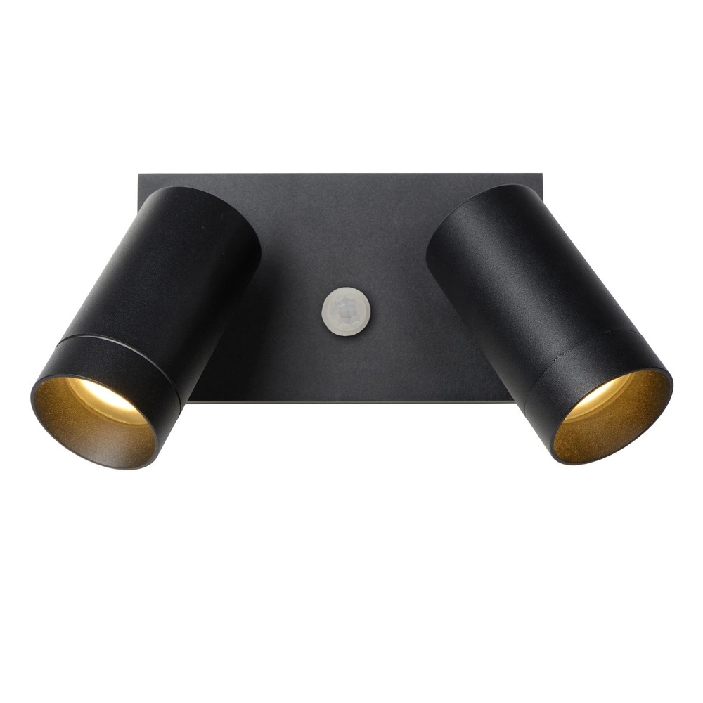 Wall spotlight Taylor IP54 double with sensor black Lucide 5411212092717