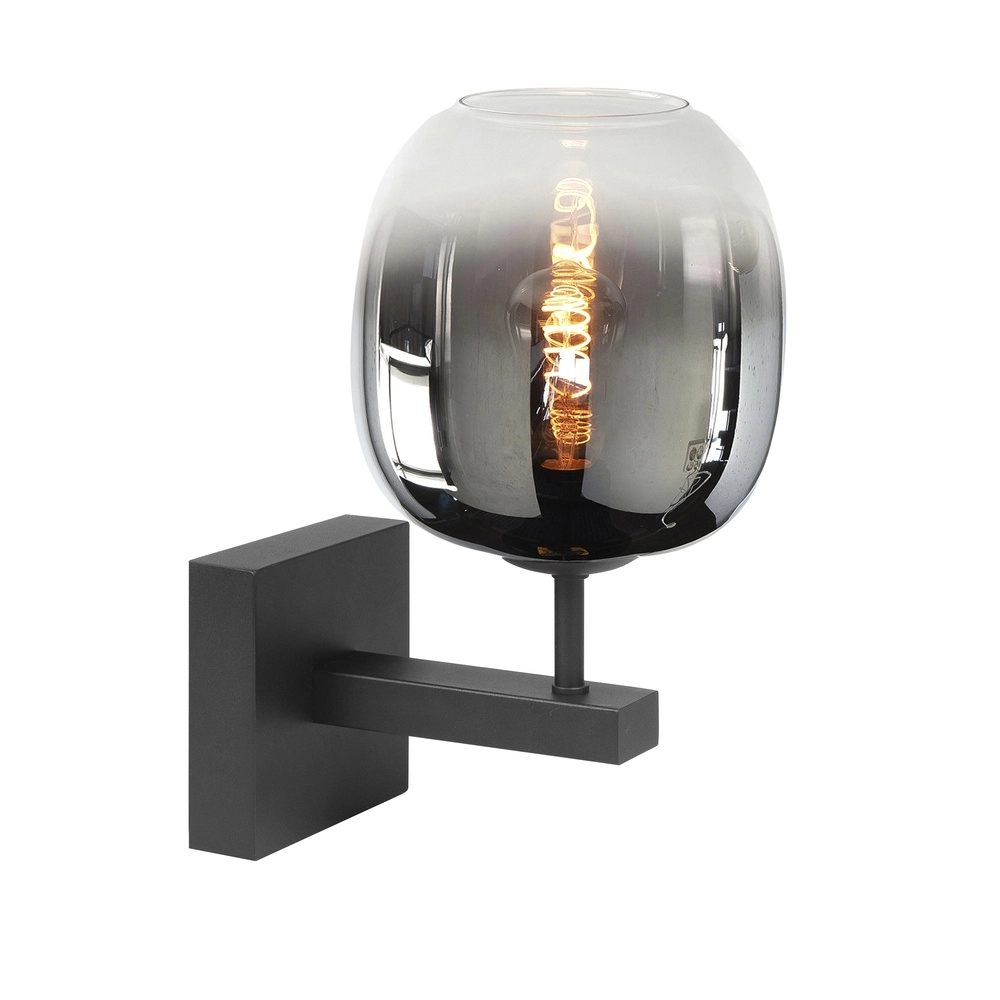 Wall lamp Bellini black with smoke glass Ø 23cm