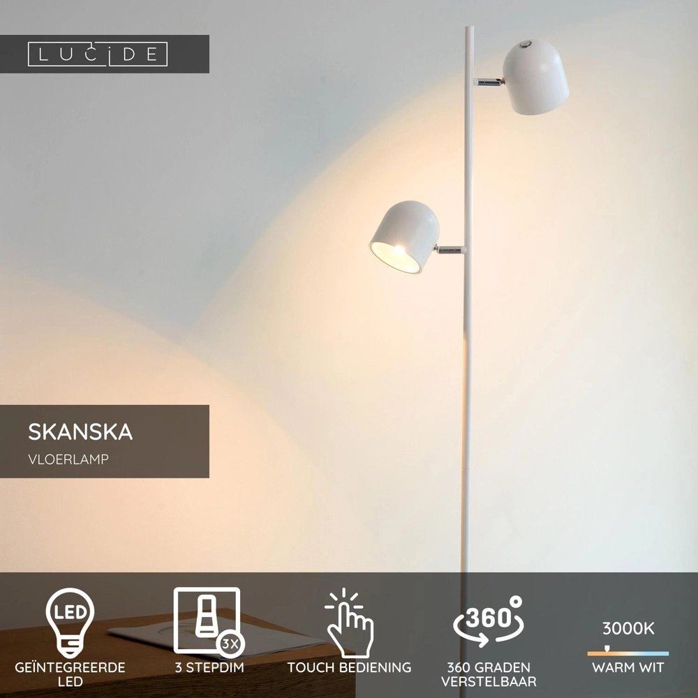 Floor lamp Skanska 2-light white Lucide 5411212030474