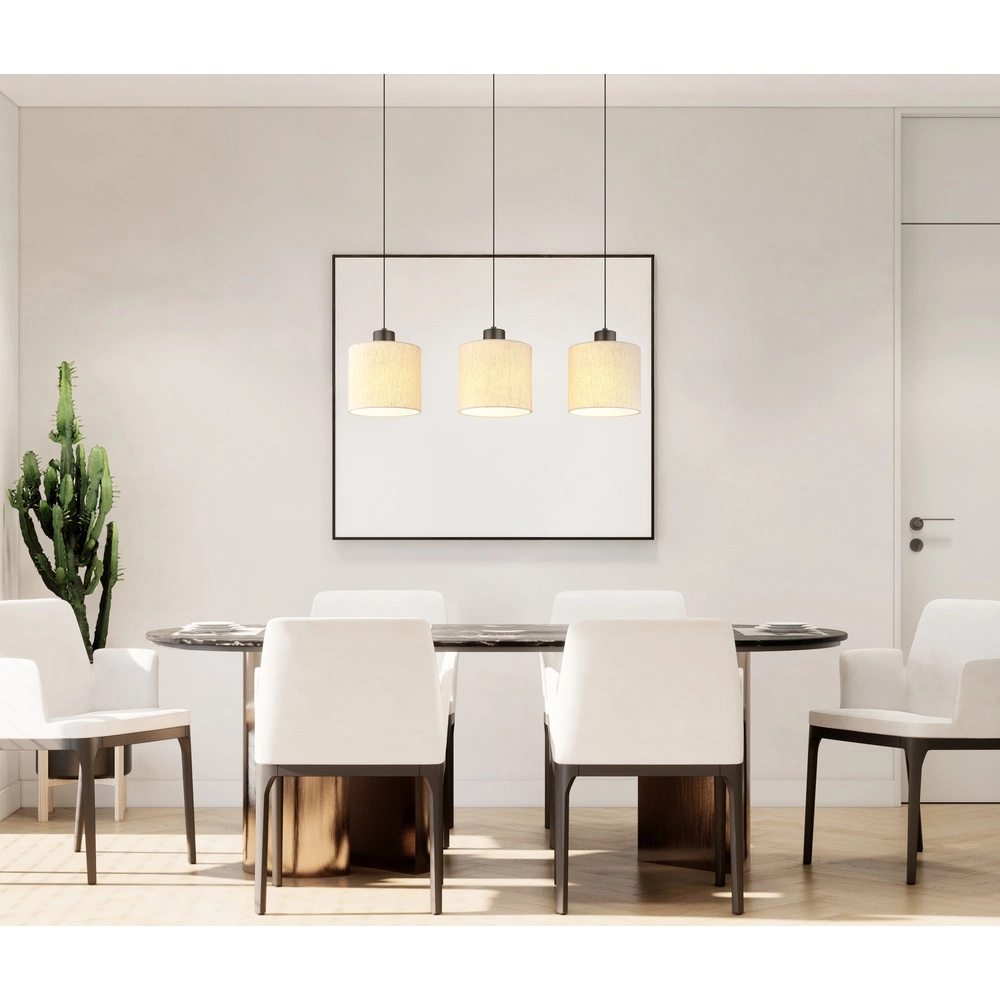 Gunmetal pendant lamp Thea 3-light straight Globo 9007371567034