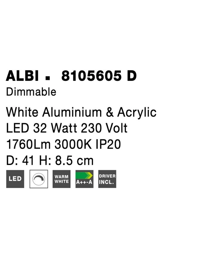 Ceiling lamp Albi white Ø 41cm Lyora 5212017416964
