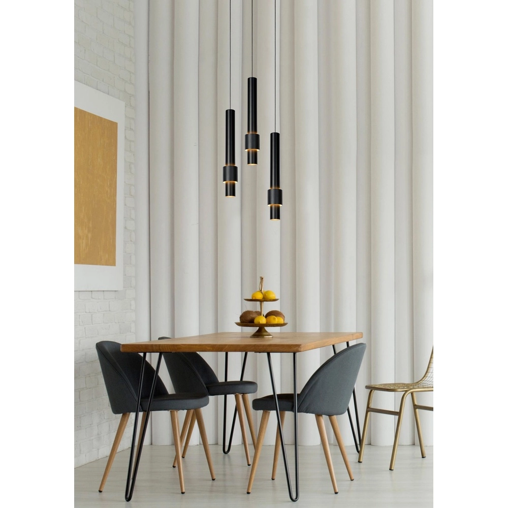 Sleek pendant lamp Margary 3-light black Lucide 5411212241894