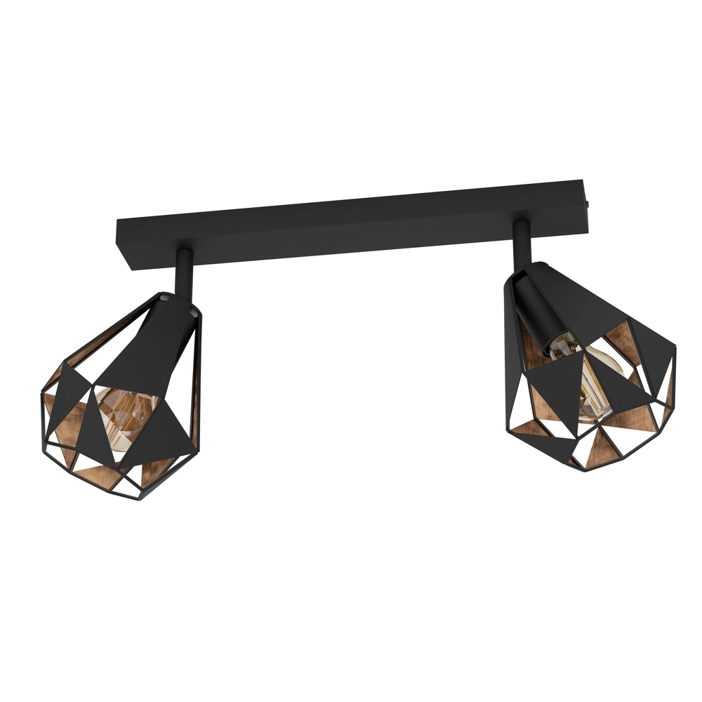 Black ceiling lamp Carlton 7 2L - with copper