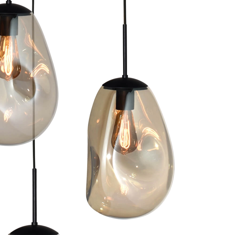 Pendant hanging lamp Lava 3x gold glass Ø 22.5cm Masterlight 8718121286433