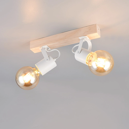 Double ceiling light Lynar white with wood