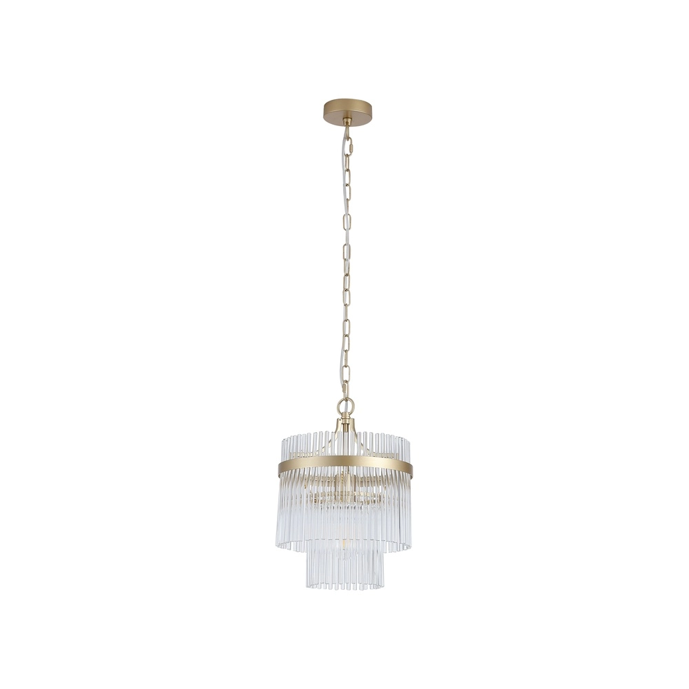 Pendant lamp Lara gold with clear glass Ø 26cm Searchlight 5053423300580