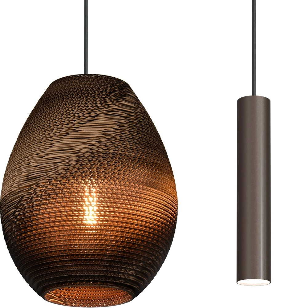 5-light pendant lamp Carta Pineapple Think-paper cap cocoa Masterlight 8718121437460