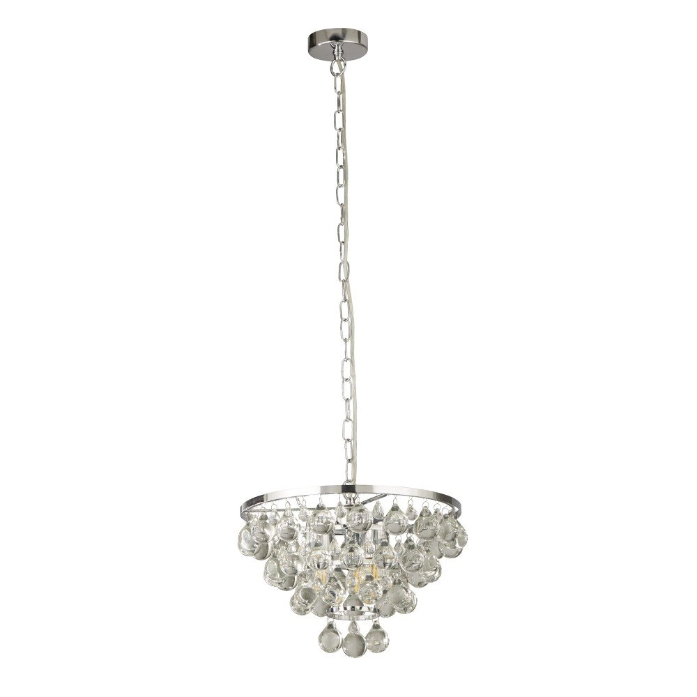 Crystal Pendant Lamp Michelle 65cm metal grey Searchlight 5053423159355