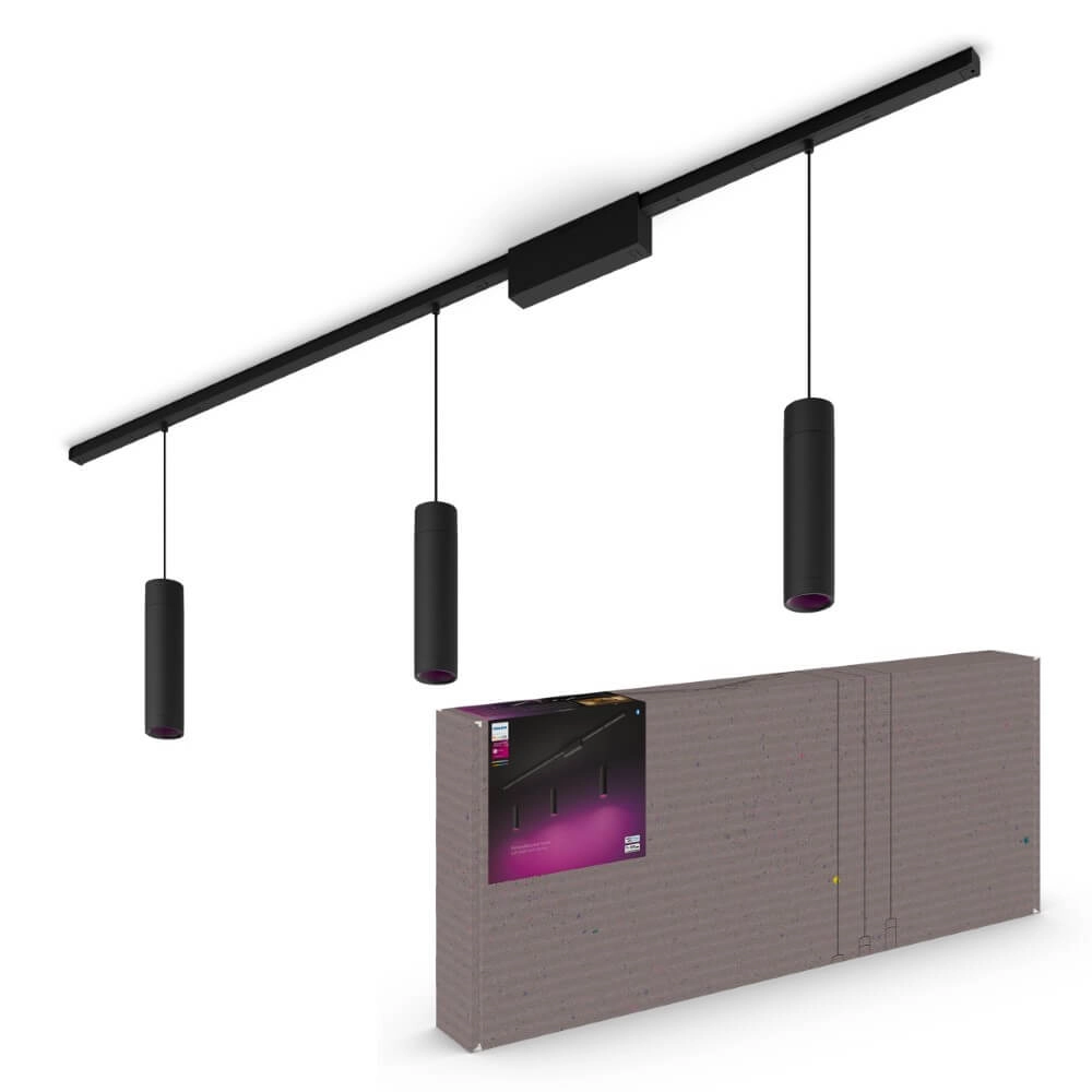 Hue Perifo - White and color set of 3 hanging lamps black Philips 8719514407725